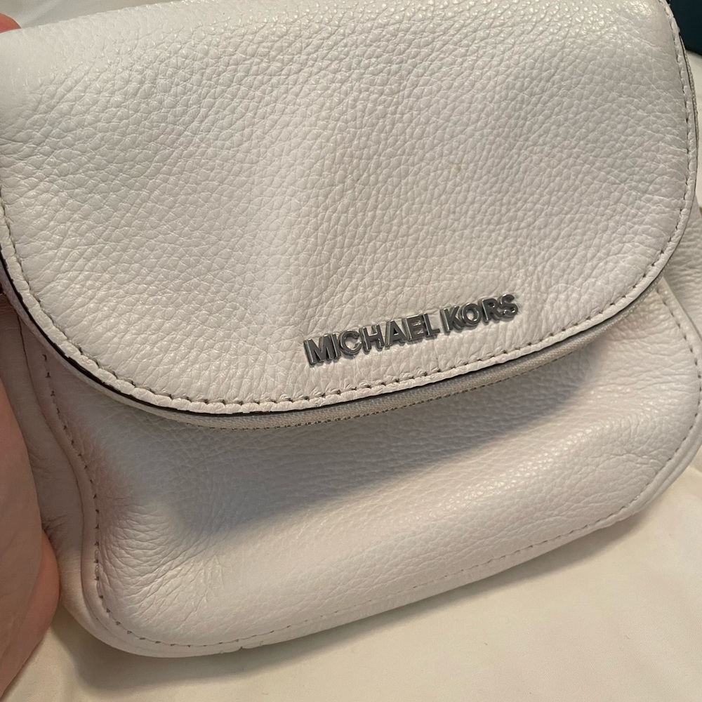 Michael Kors white pebbled leather crossbody
